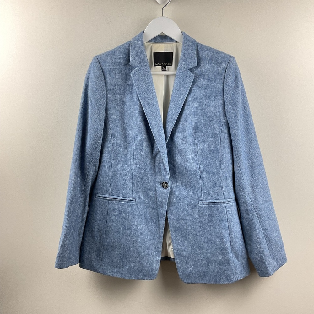 Banana Republic Light Blue Wool Blend Blazer Women’s Size 10